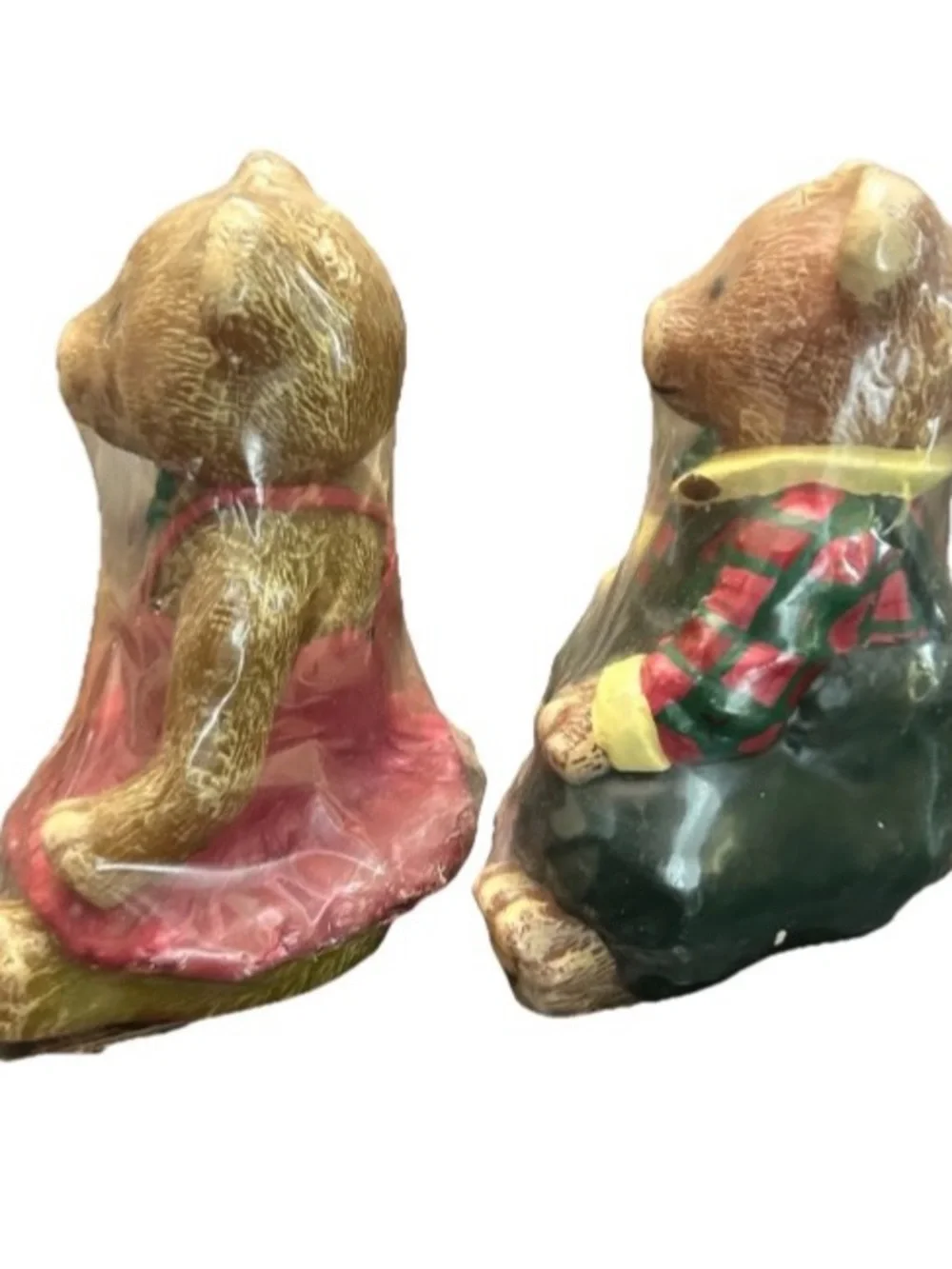 Vintage Teddy Bear Figural Candles Set Country Holiday Christmas Decor New